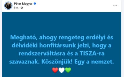Magyar Péter: Megható, ahogy rengeteg délvidéki jelzi, a TISZA-ra szavaz