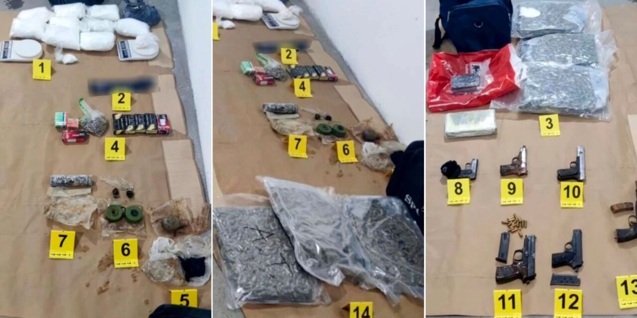 A garázsban 17 kiló drogot, kézigránátokat, pisztolyokat és hangtompítót találtak a rendőrök