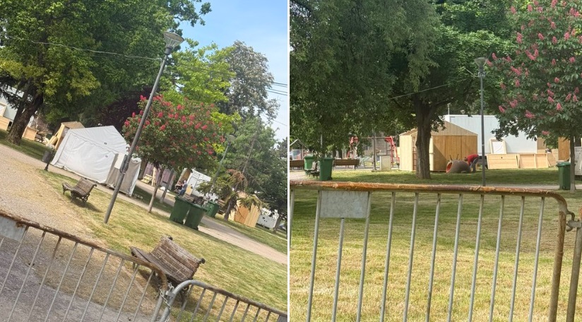 Faházakat építenek a sátrak mellé Ćacilendben