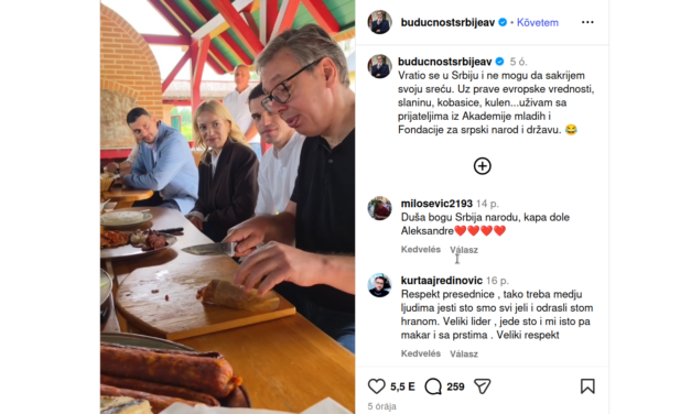Vučić szalonnát és kulent evett Palicson és az európai értékekről beszélt (Videó)