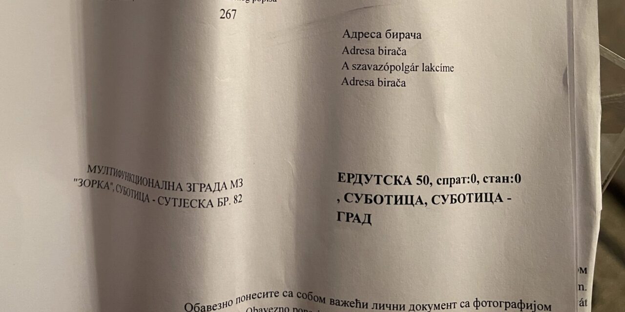 Nem létező címekre, emeletekre és lakásokba érkeztek választási értesítők Szabadkán